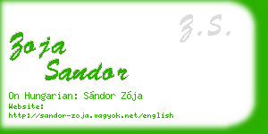 zoja sandor business card